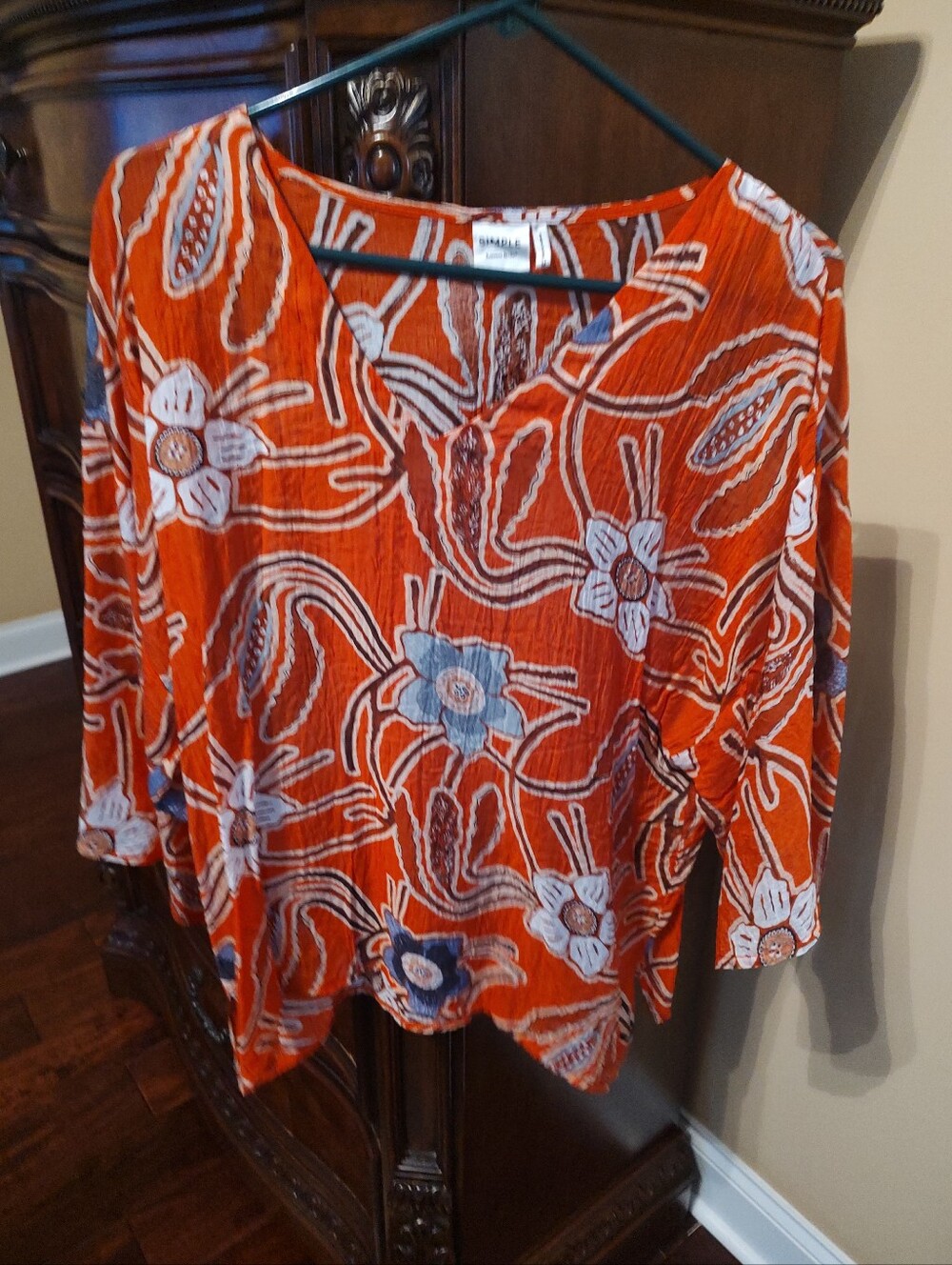Suzanne Betro Orange Floral V-Neck Tunic